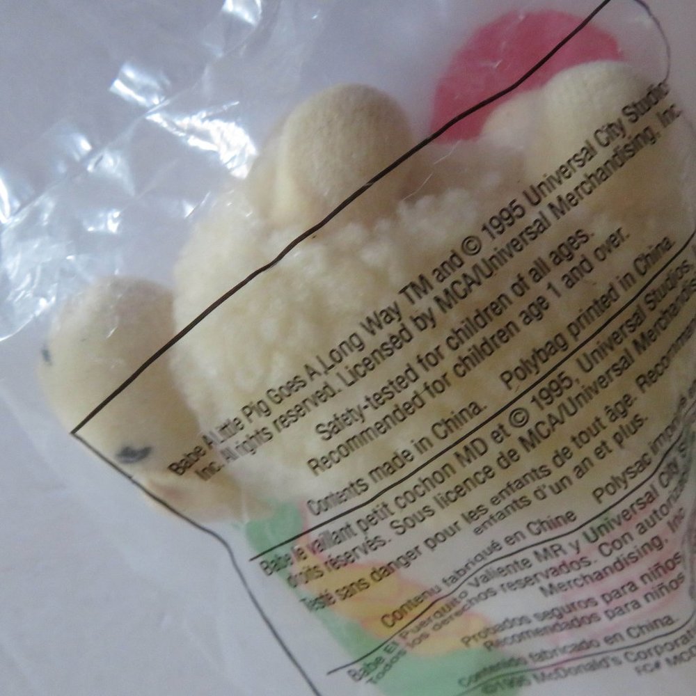Mcdonald's Vintage1995 Happy Meal Toy, BABE #3 MAA Sheep Plush Toy, New in Bag - Picture 2 of 3